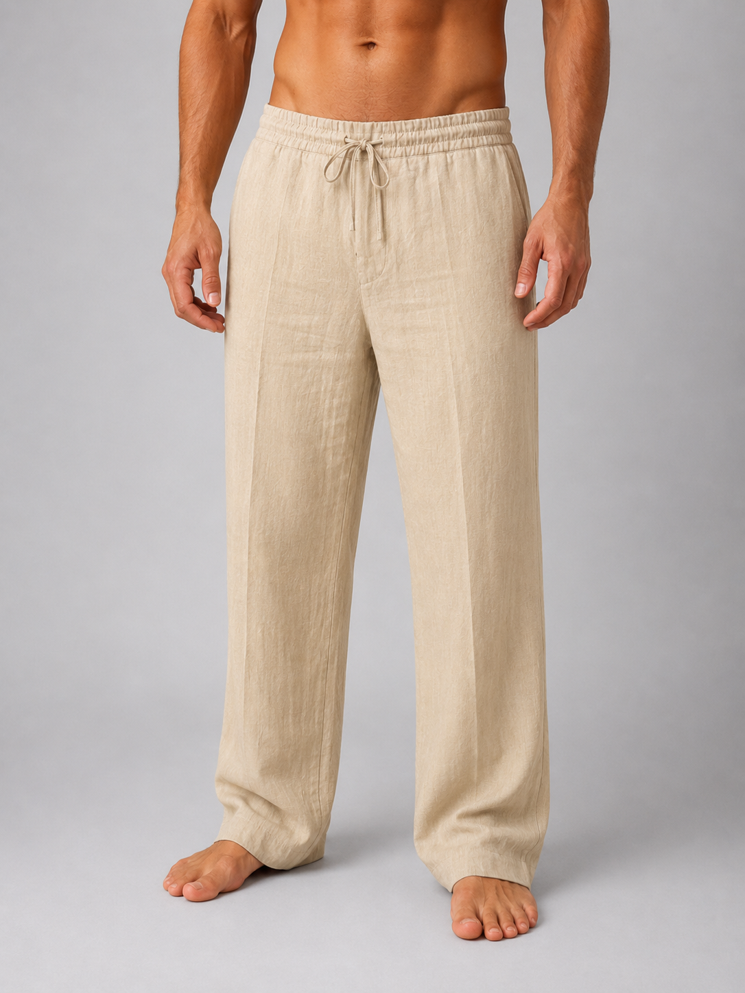 Samuel | Men’s Trousers | Drawstring Waist Full Length Summer Wear — image 05 — MAREACO