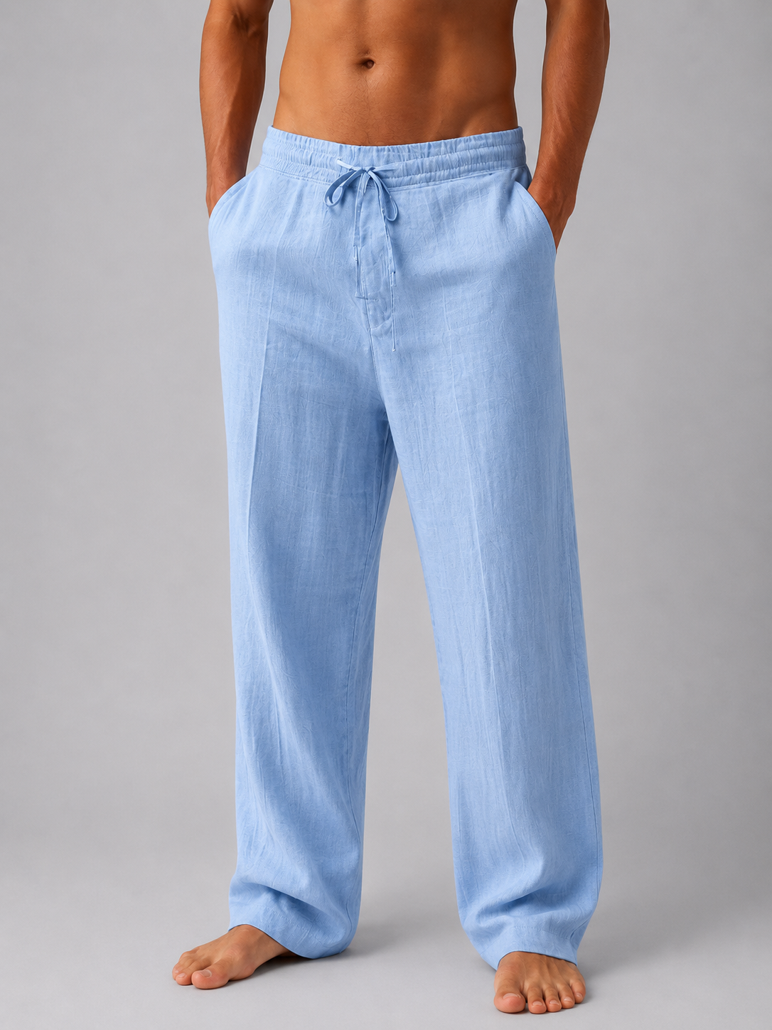 Samuel | Men’s Trousers | Drawstring Waist Full Length Summer Wear — image 06 — MAREACO