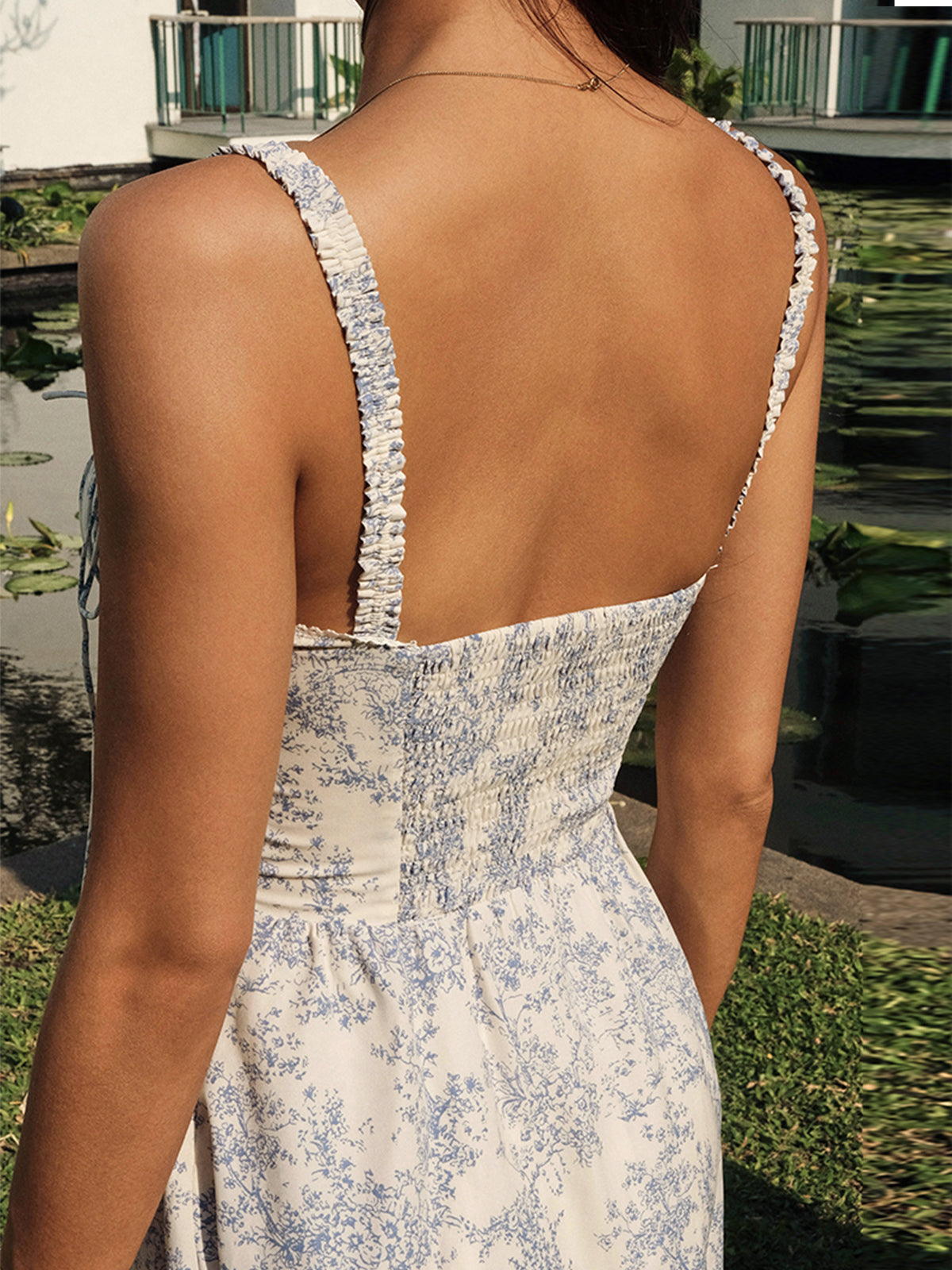 Scarlett | Women’s Midi Dress | Printed Pattern Panelled Bodice Occasion Wear — image 03 — MAREACO