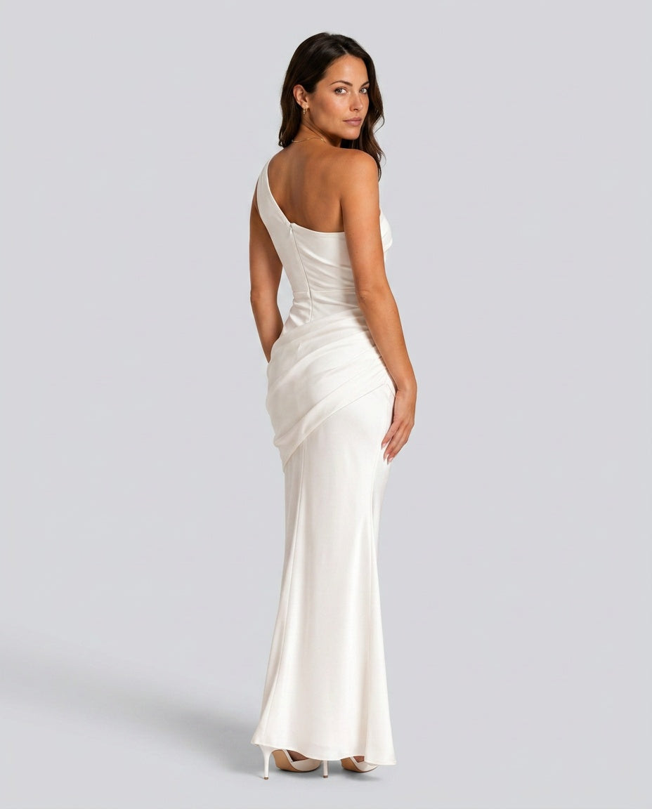 Sophie | Women’s Maxi Dress | One Shoulder Gathered Waist Evening Wear — image 04 — MAREACO