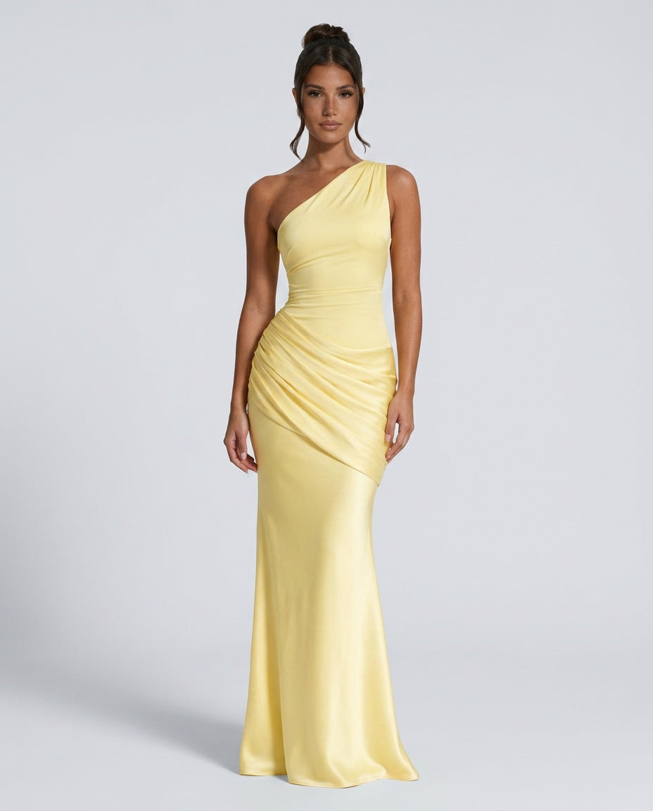 Sophie | Women’s Maxi Dress | One Shoulder Gathered Waist Evening Wear — image 05 — MAREACO