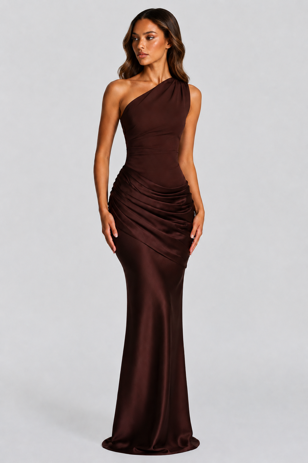 Sophie | Women’s Maxi Dress | One Shoulder Gathered Waist Evening Wear — image 06 — MAREACO