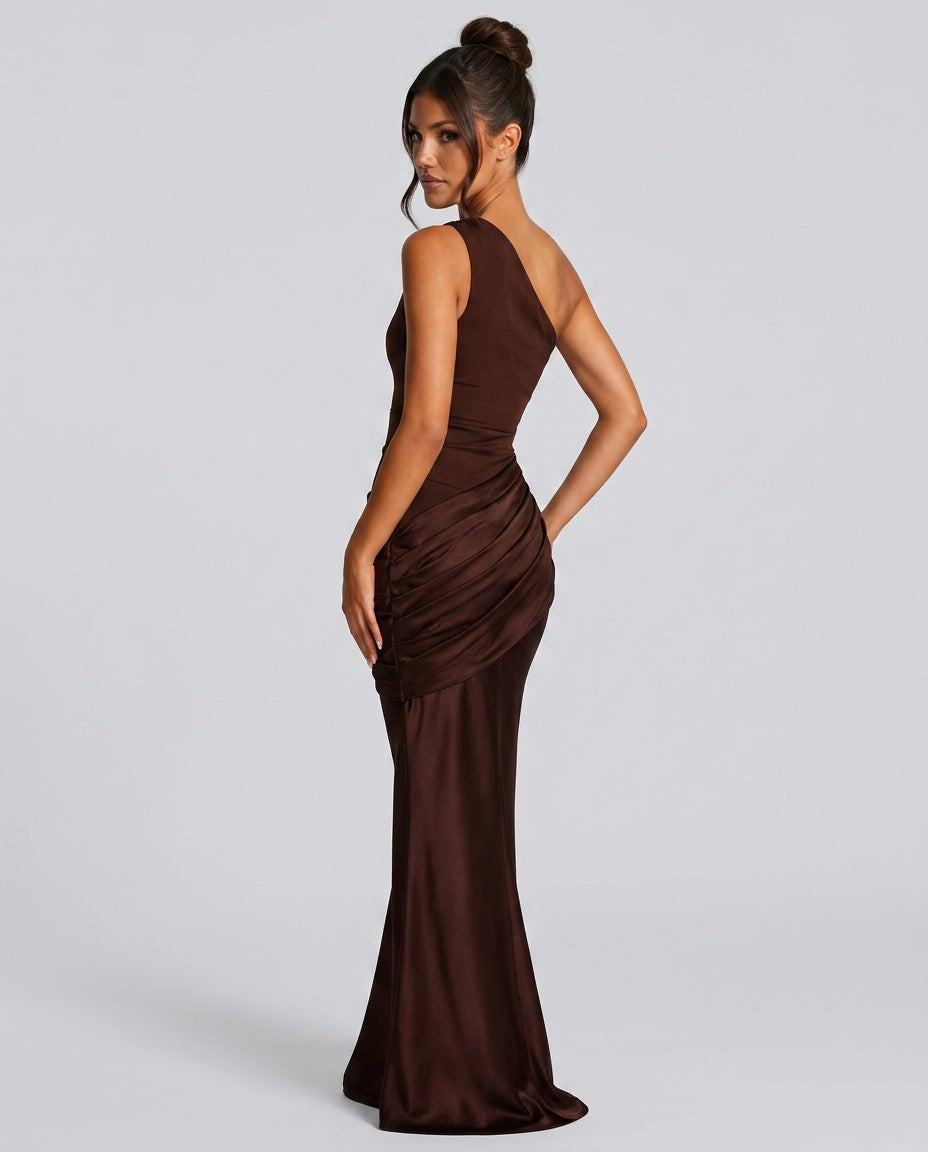 Sophie | Women’s Maxi Dress | One Shoulder Gathered Waist Evening Wear — image 07 — MAREACO
