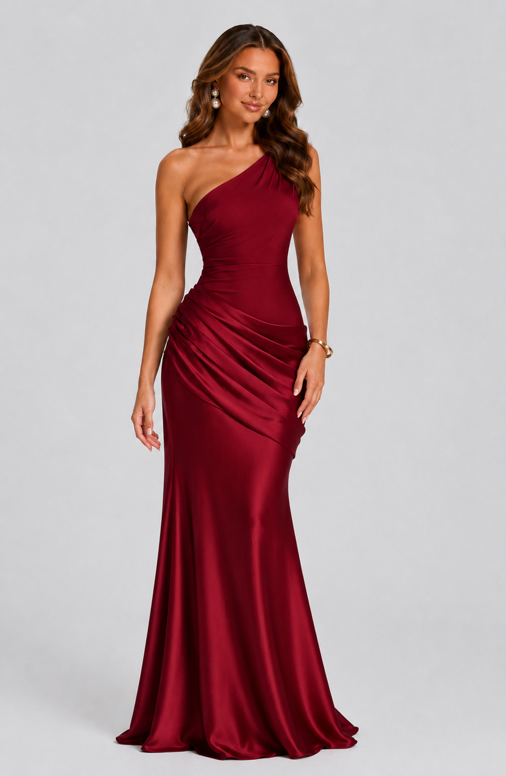 Sophie | Women’s Maxi Dress | One Shoulder Gathered Waist Evening Wear — image 09 — MAREACO