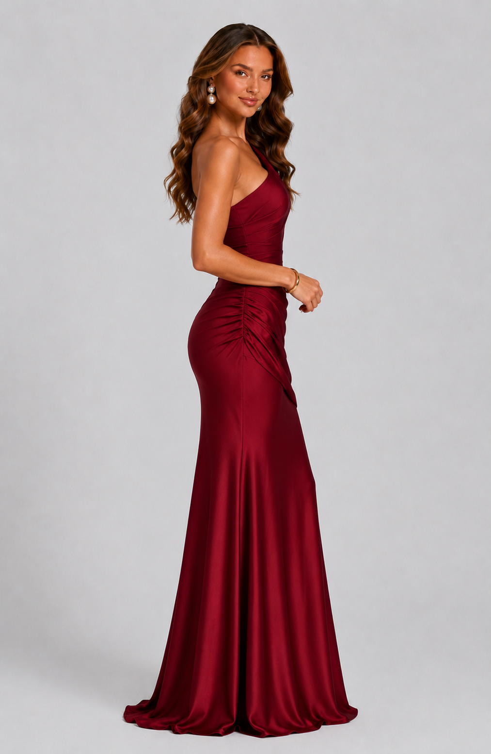 Sophie | Women’s Maxi Dress | One Shoulder Gathered Waist Evening Wear — image 11 — MAREACO