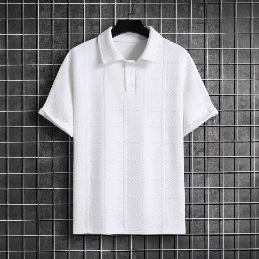 Thomas | Men’s Polo Shirt | Grid Pattern Short Sleeves Summer Wear — image 02 — MAREACO