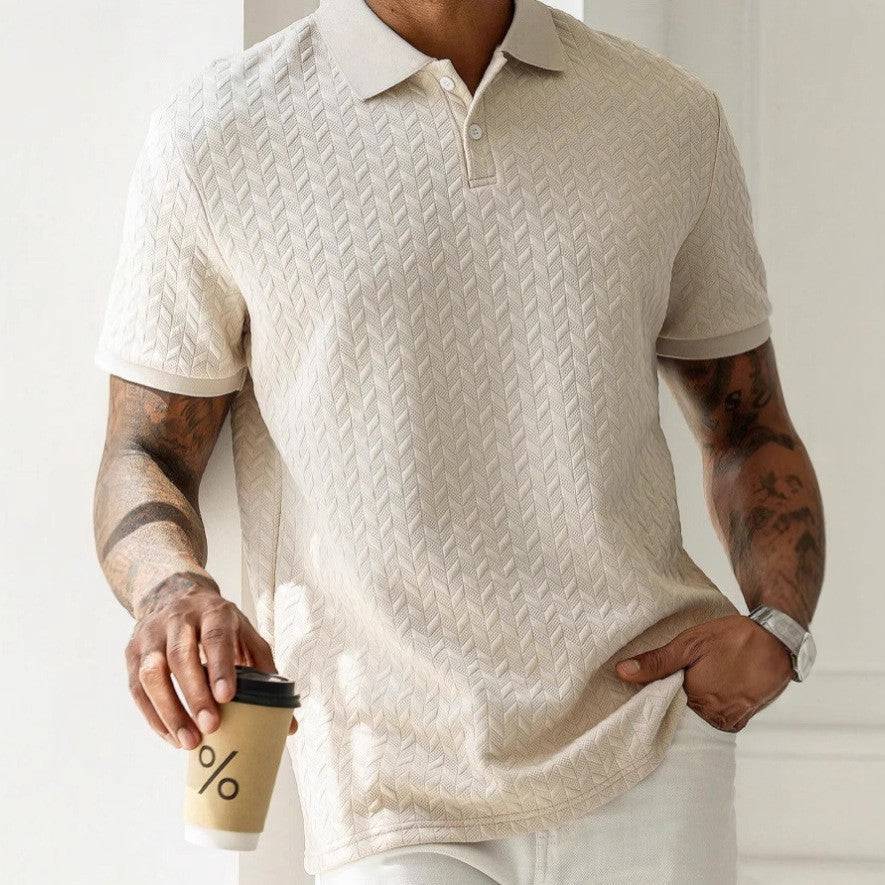 Thomas | Men’s Polo Shirt | Grid Pattern Short Sleeves Summer Wear — image 05 — MAREACO