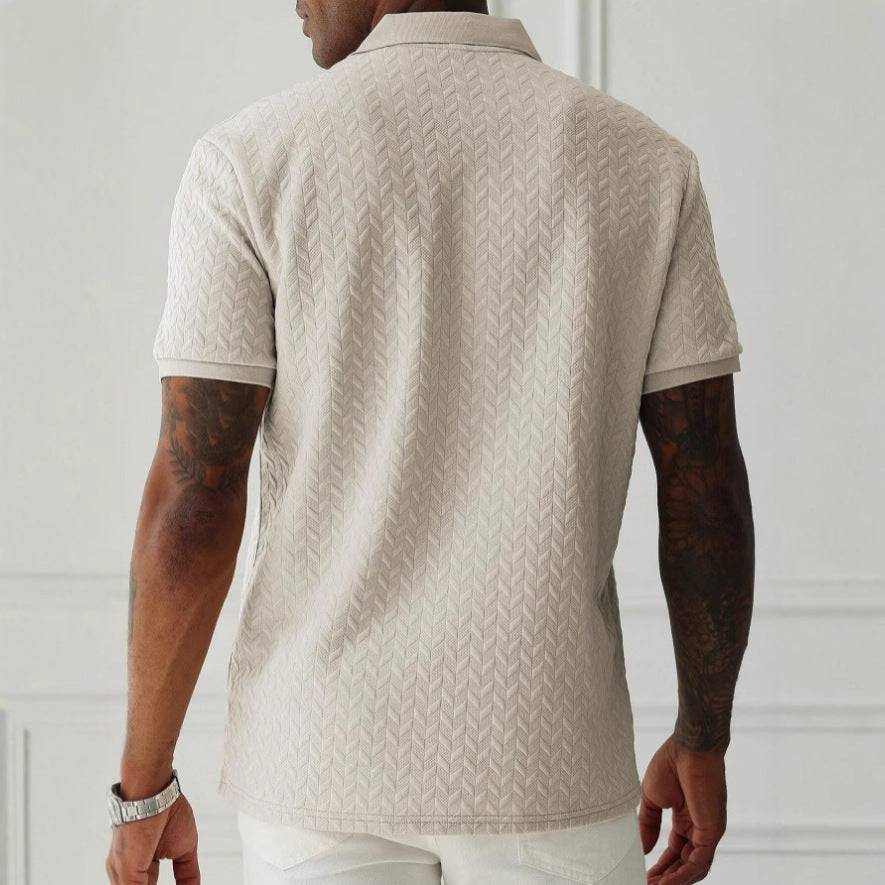 Thomas | Men’s Polo Shirt | Grid Pattern Short Sleeves Summer Wear — image 06 — MAREACO
