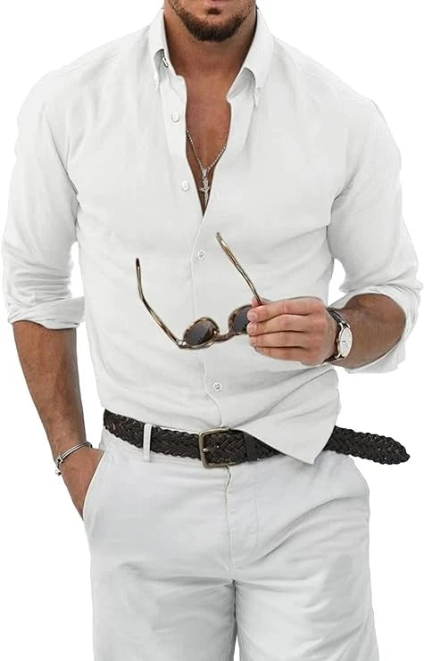 William | Men’s Shirt | Point Collar Button Front Everyday Wear — image 01 — MAREACO