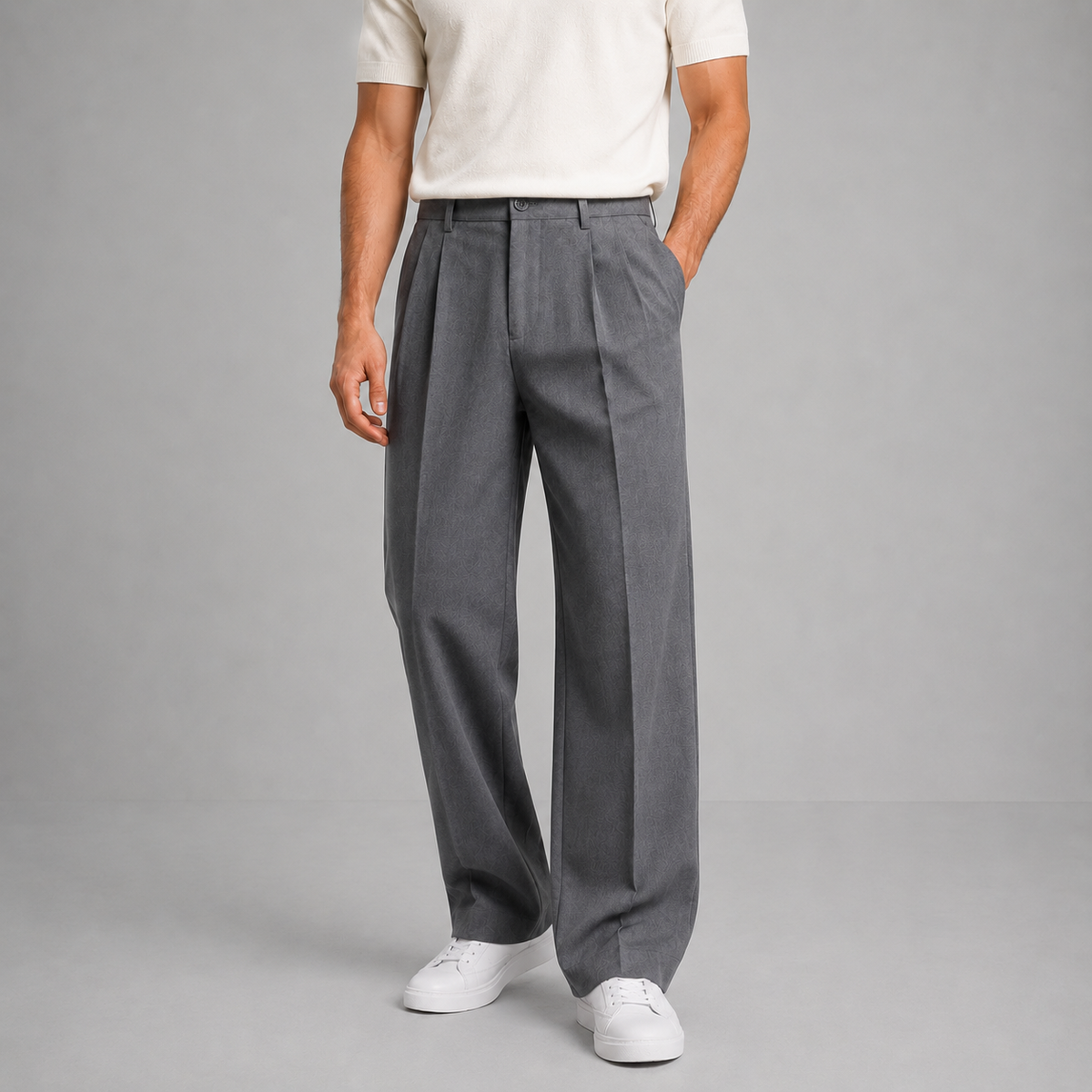 William | Men’s Trousers | Front Pleats Straight Legs Office Wear — image 03 — MAREACO