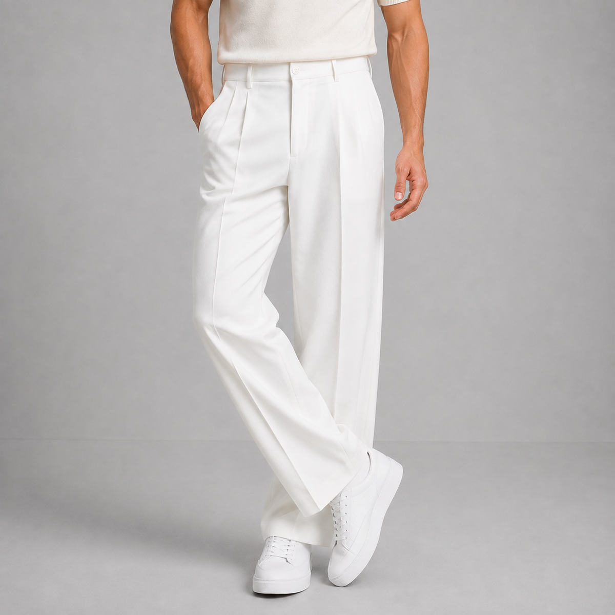 William | Men’s Trousers | Front Pleats Straight Legs Office Wear — image 05 — MAREACO