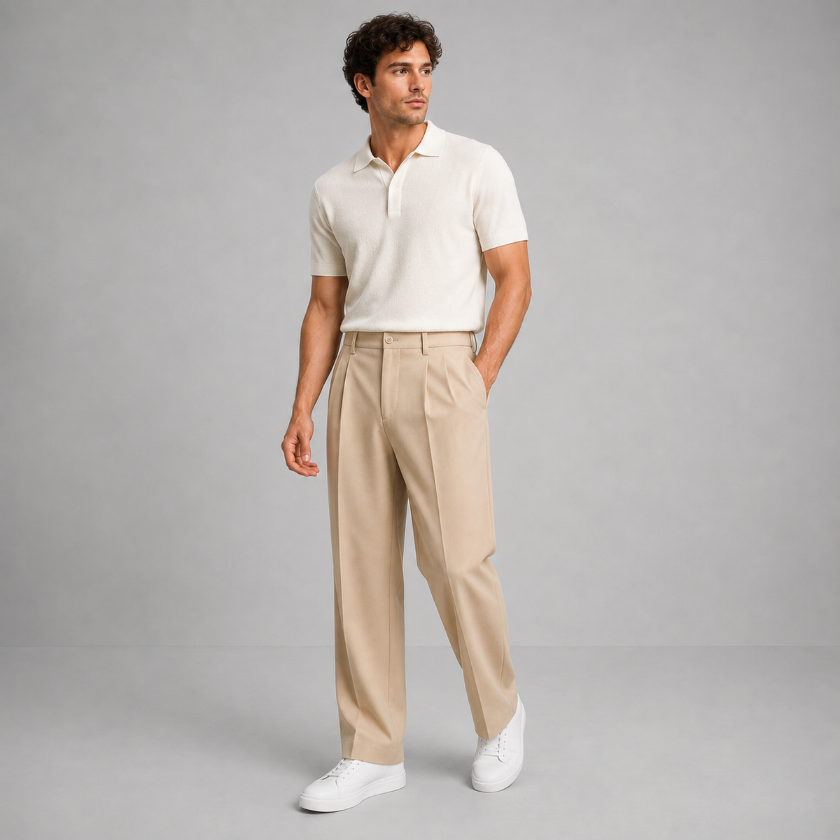 William | Men’s Trousers | Front Pleats Straight Legs Office Wear — image 06 — MAREACO